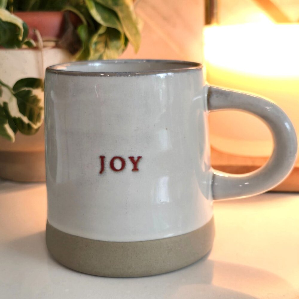 Hearth & Hand With Magnolia Stoneware Mug With "Joy" Print Christmas Mug